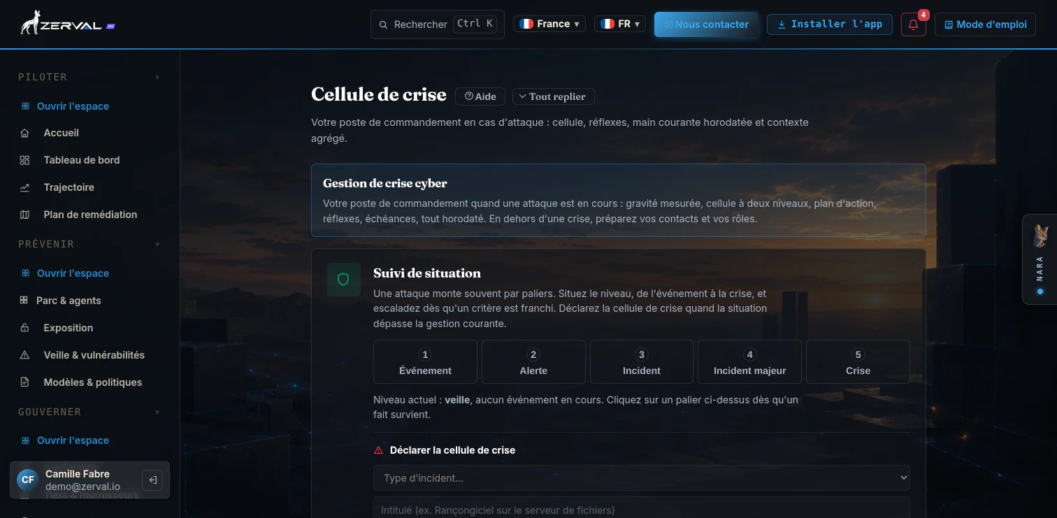 Module Conduire l'incident, cellule de crise, suivi de situation et main courante